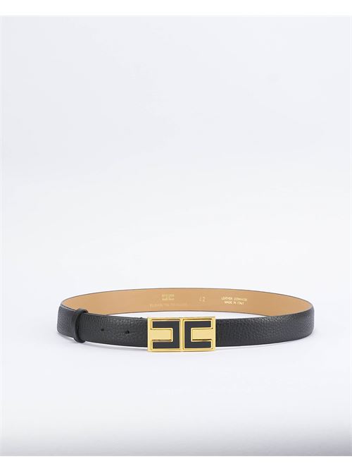 Leather belt with enamel logo plaque Elisabetta Franchi ELISABETTA FRANCHI | Belt | CT02S46E2110